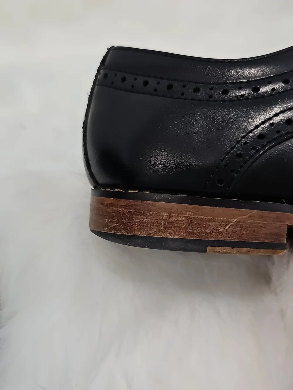 Bruno Marc Black Leather Cap Toe Lace-Up Dress Shoes Boys Sz 5